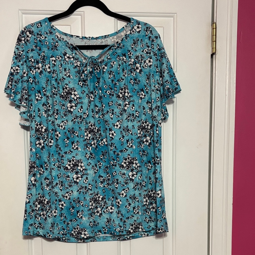 Floral Blue Women's Top